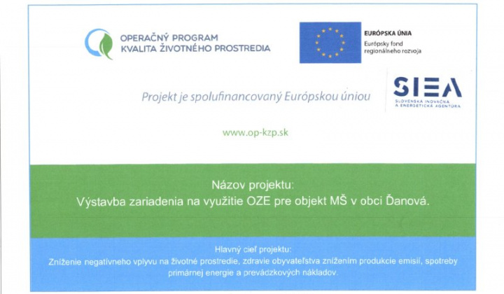 Aktuality / Výstavba zariadenia na využitie OZE pre objekt MŠ v obci Ďanová - foto