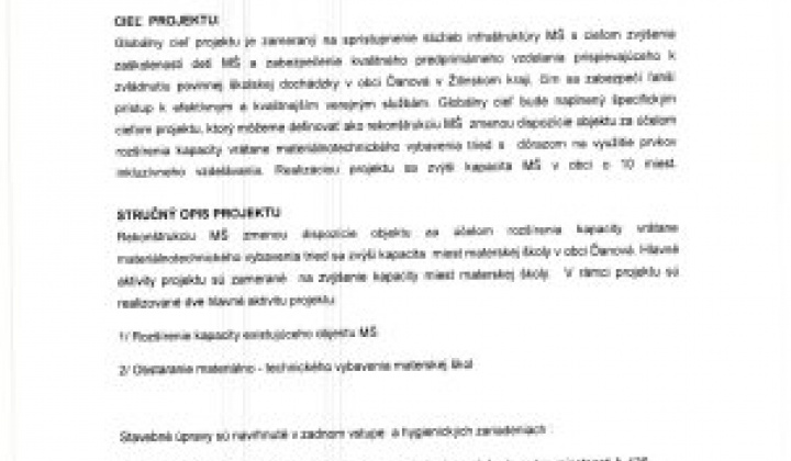 Aktuality / Rekonštrukcia Materskej školy v obci Ďanová - foto