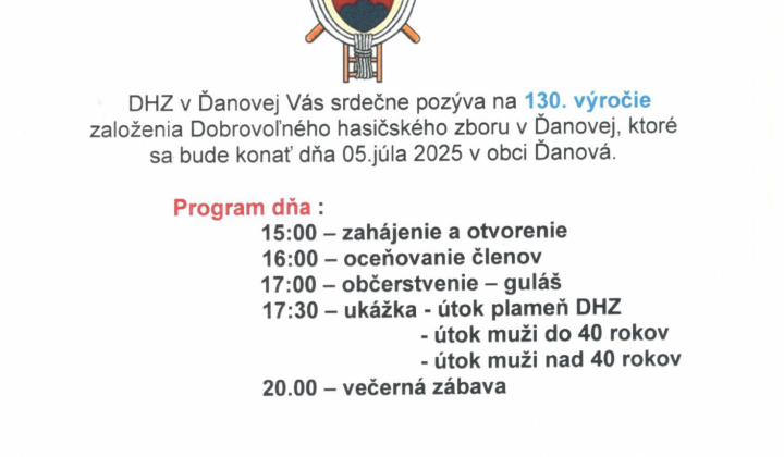Aktuality / 130. rokov DHZ Ďanová - foto