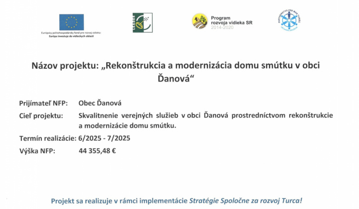 Aktuality / Rekonštrukcia a modernizácia domu smútku v obci Ďanová - foto