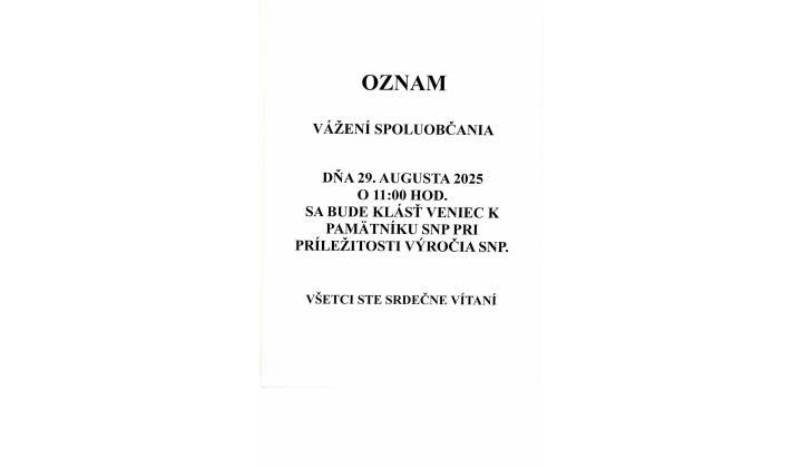 Kladenie venca k pamätníku SNP 29.08.2025 