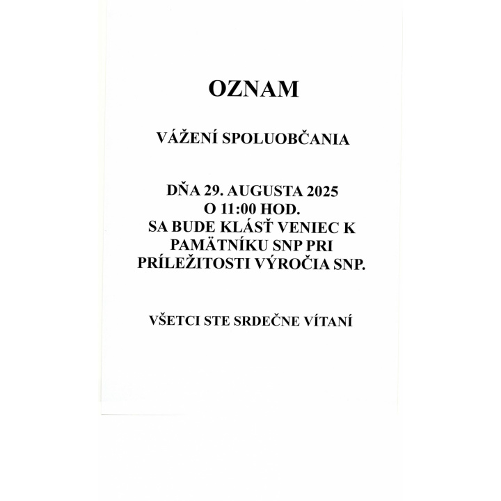 Kladenie venca k pamätníku SNP 29.08.2025 